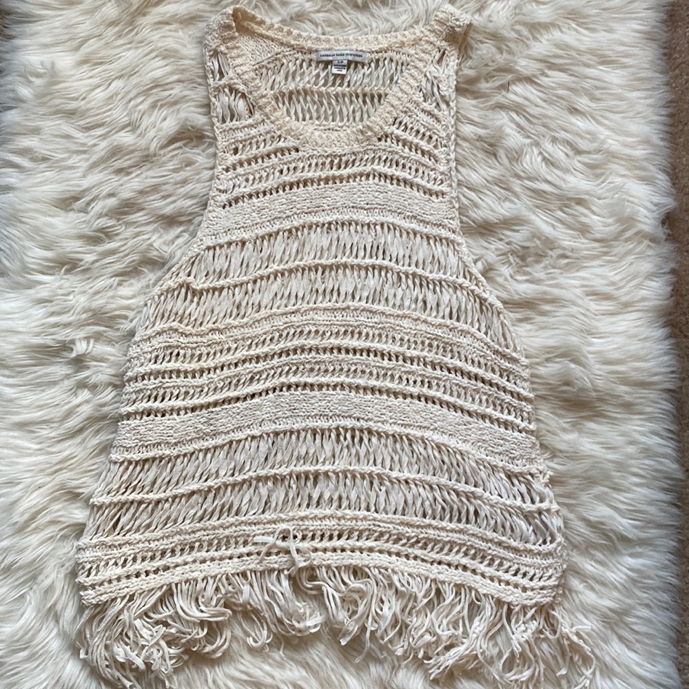 Cute cream colored crocheted top size small By American Eagle Outfitters